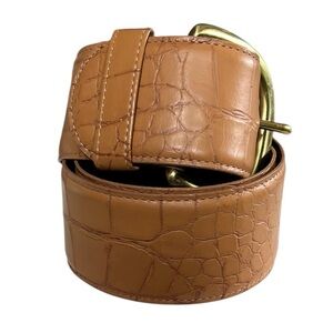 Vintage Eddie Bauer Tan Imported Alligator Wide Textured Belt